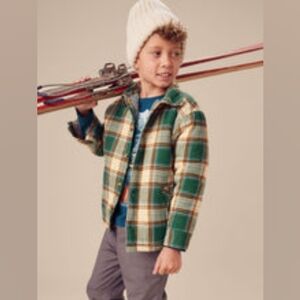 NWT tea collection teddy fleece jacket in lake plaid sz S